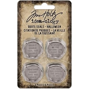 Tim Holtz Ideaology Metal Quote Seals 4/Pkg - Halloween
