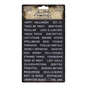 Tim Holtz IdeaOlogy Sentiments Label Stickers 70/Pkg - Halloween