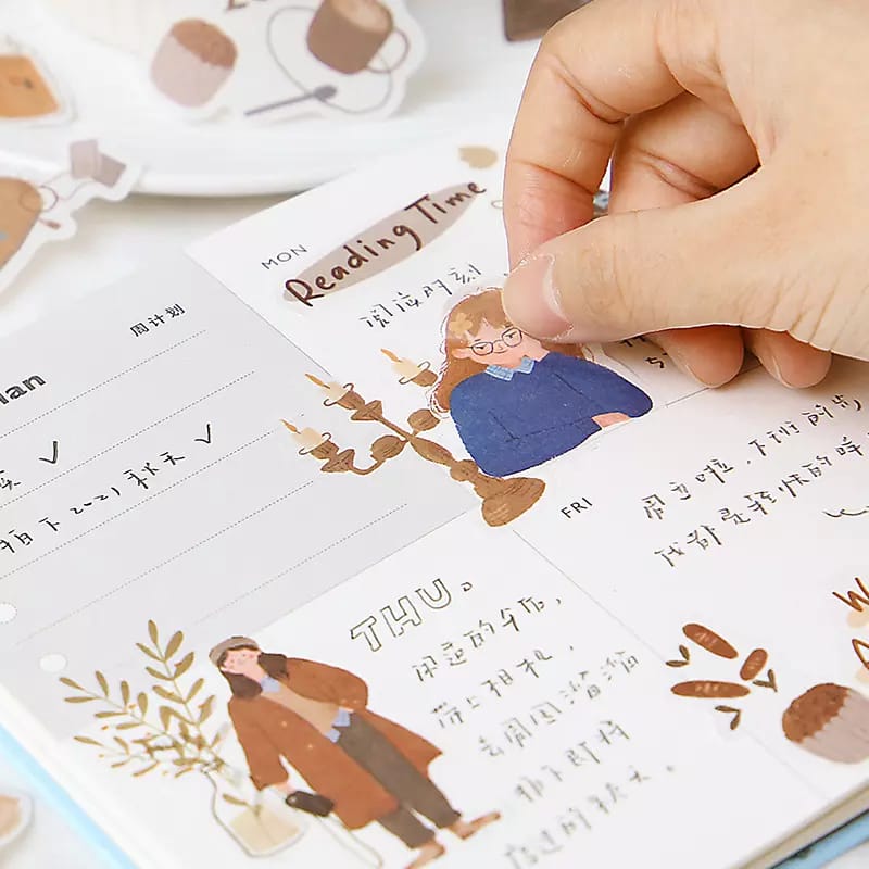 People Journal Ephemera Stickers (40 pcs) - Cheerful Picnic 40pcs people journal Sticker epehemera T1454G 1 40pcs_people_journal_Sticker_epehemera_T1454G_1