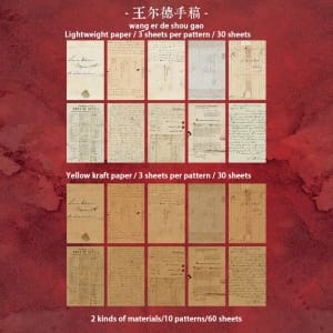 Vintage Journalling Pattern Papers (60 sheets) - Oscar Wilde's Manuscript