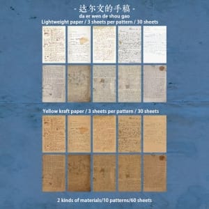 Vintage Journalling Pattern Papers (60 sheets) - Darwin's Manuscript
