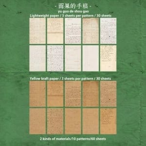 Vintage Journalling Pattern Papers (60 sheets) - Hugo's Manuscript