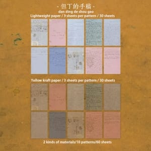 Vintage Journalling Pattern Papers (60 sheets) - Dante's Manuscript