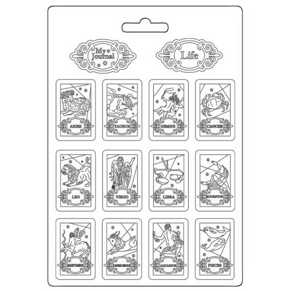 Stamperia Soft Maxi Mould 8.5"X11.5" - Zodiac, Cosmos Infinity