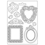 Stamperia Soft Maxi Mould 8.5"X11.5" - Rose Parfum Frames and Roses