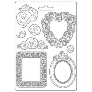 Stamperia Soft Maxi Mould 8.5"X11.5" - Rose Parfum Frames and Roses