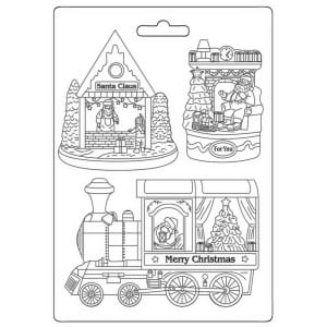 Stamperia Soft Maxi Mould A5 - Train Santa Claus