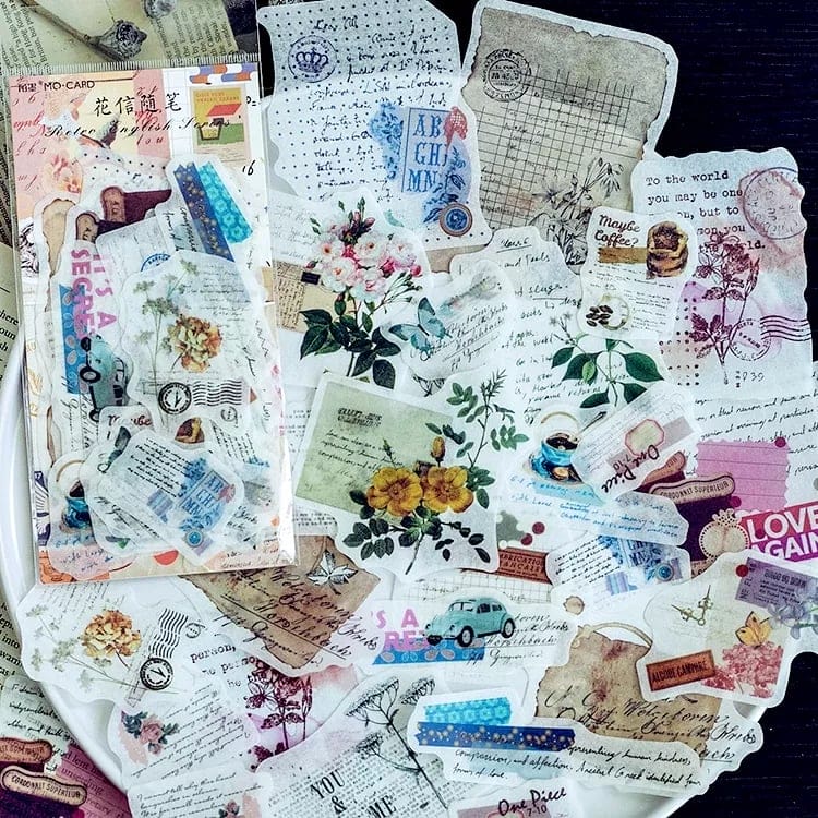 Journal Ephemera Stickers - Floral Script (60 pcs) MMK06B086 journalling Stickers Journal Ephemera Stickers - Floral Script (60 pcs)