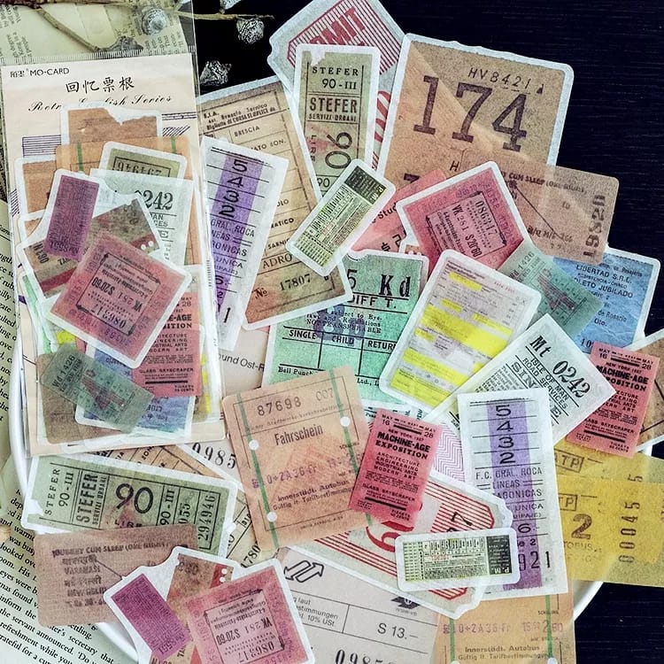 Journal Ephemera Stickers - Vintage Tickets (60 pcs) MMK06B087 journalling Stickers Journal Ephemera Stickers - Vintage Tickets (60 pcs)