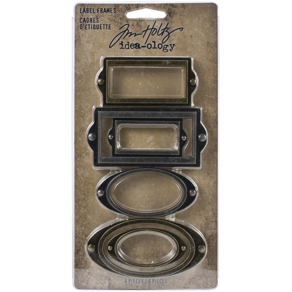 Tim Holtz Idea-Ology Metal Adornments 6/Pkg - Label Frames TH94052 tim holtz idealogy label frames Tim Holtz Idea-Ology Metal Adornments 6/Pkg - Label Frames