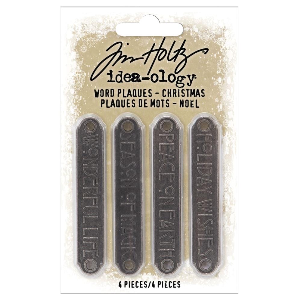 Tim Holtz ideaology Metal Word Plaques 4/Pkg - Christmas TH94203 tim holz idealogy christmas plaque Tim Holtz ideaology Metal Word Plaques 4/Pkg - Christmas