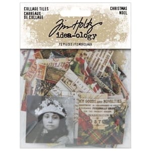 Tim Holtz Idealogy Collage Tiles 72/Pkg - Christmas