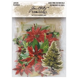 Tim Holtz Idealogy Ephemera Pack 40/Pkg - Layers Christmas Botanicals