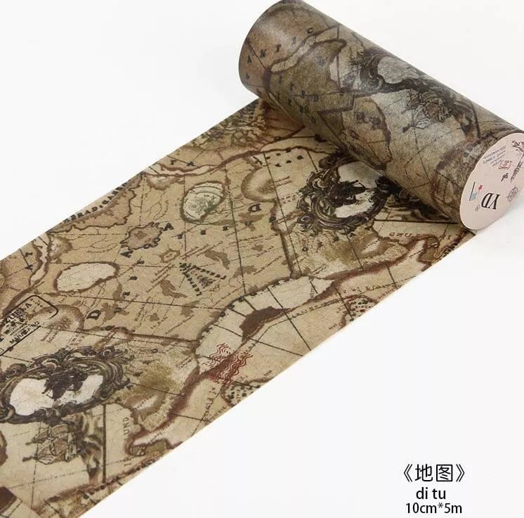 Washi Tape - Vintage Maps (10 cm by 5 metres) YD 502 10cmby5m washi tape Washi Tape - Vintage Maps (10 cm by 5 metres)