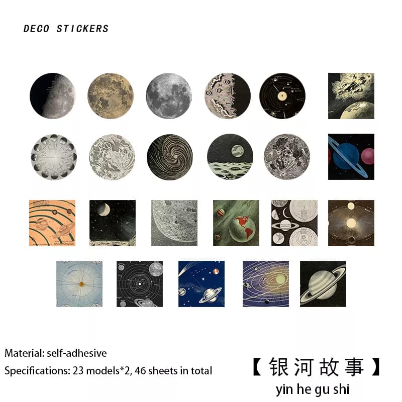 Journal Ephemera Stickers (46 pcs) - Astrology journalling ephemera stickers 44pcs TZB 3348 Journal Ephemera Stickers (46 pcs) - Astrology