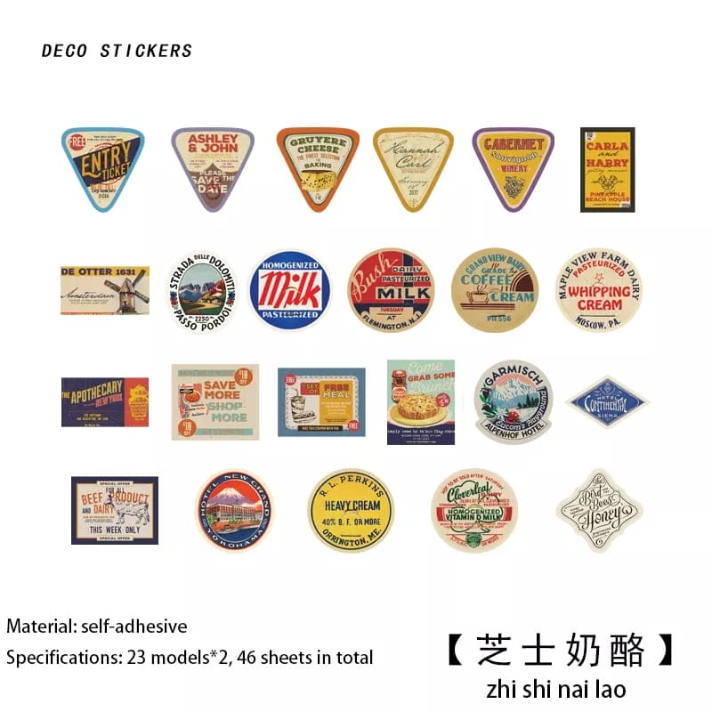 Journal Ephemera Stickers (46 pcs) - Food journalling ephemera stickers 44pcs TZB 3349 Journal Ephemera Stickers (46 pcs) - Food