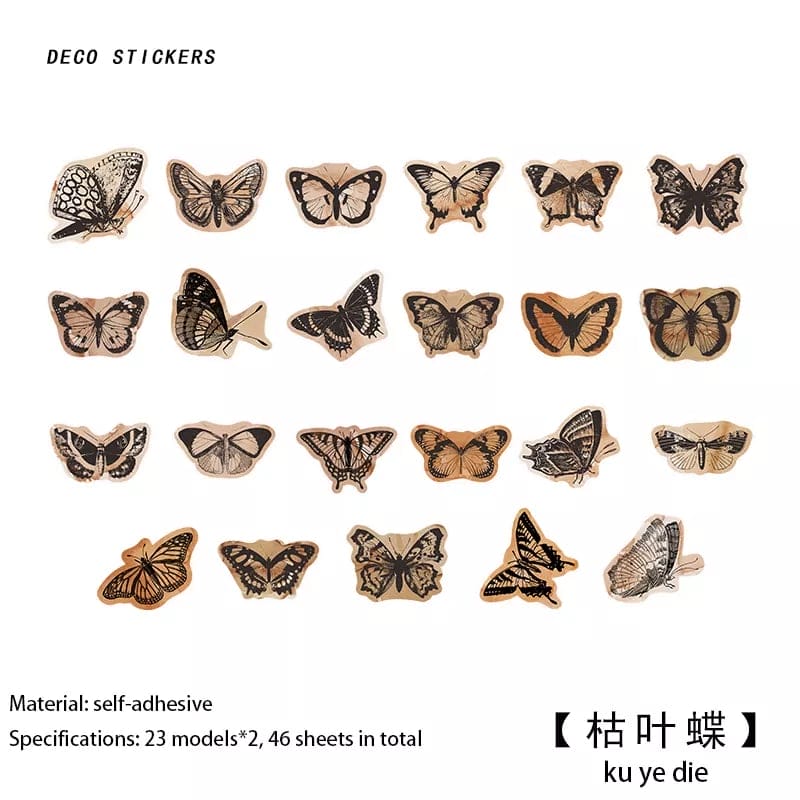 Journal Ephemera Stickers (46 pcs) - Butterflies journalling ephemera stickers 44pcs TZB 3352 Journal Ephemera Stickers (46 pcs) - Butterflies