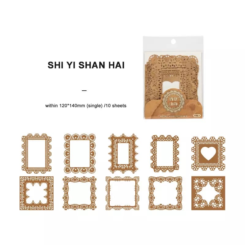 Laser Die cuts for Journalling (10 pcs) - Lace Rectangles