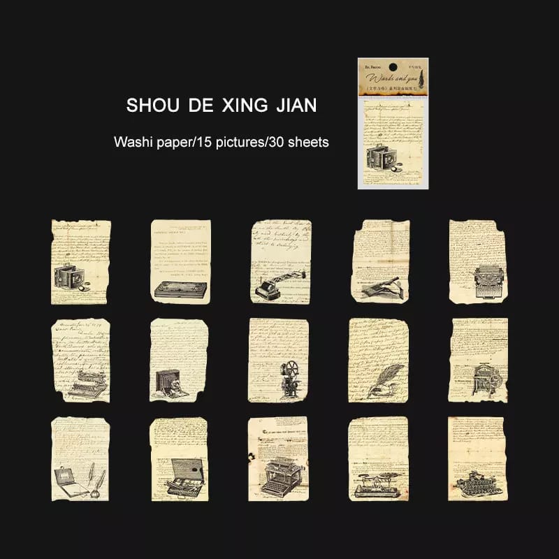 Journal Ephemera Stickers (30 pcs) - Vintage Elements washi ephemera Sticker BKS WZYN003 Journal Ephemera Stickers (30 pcs) - Vintage Elements