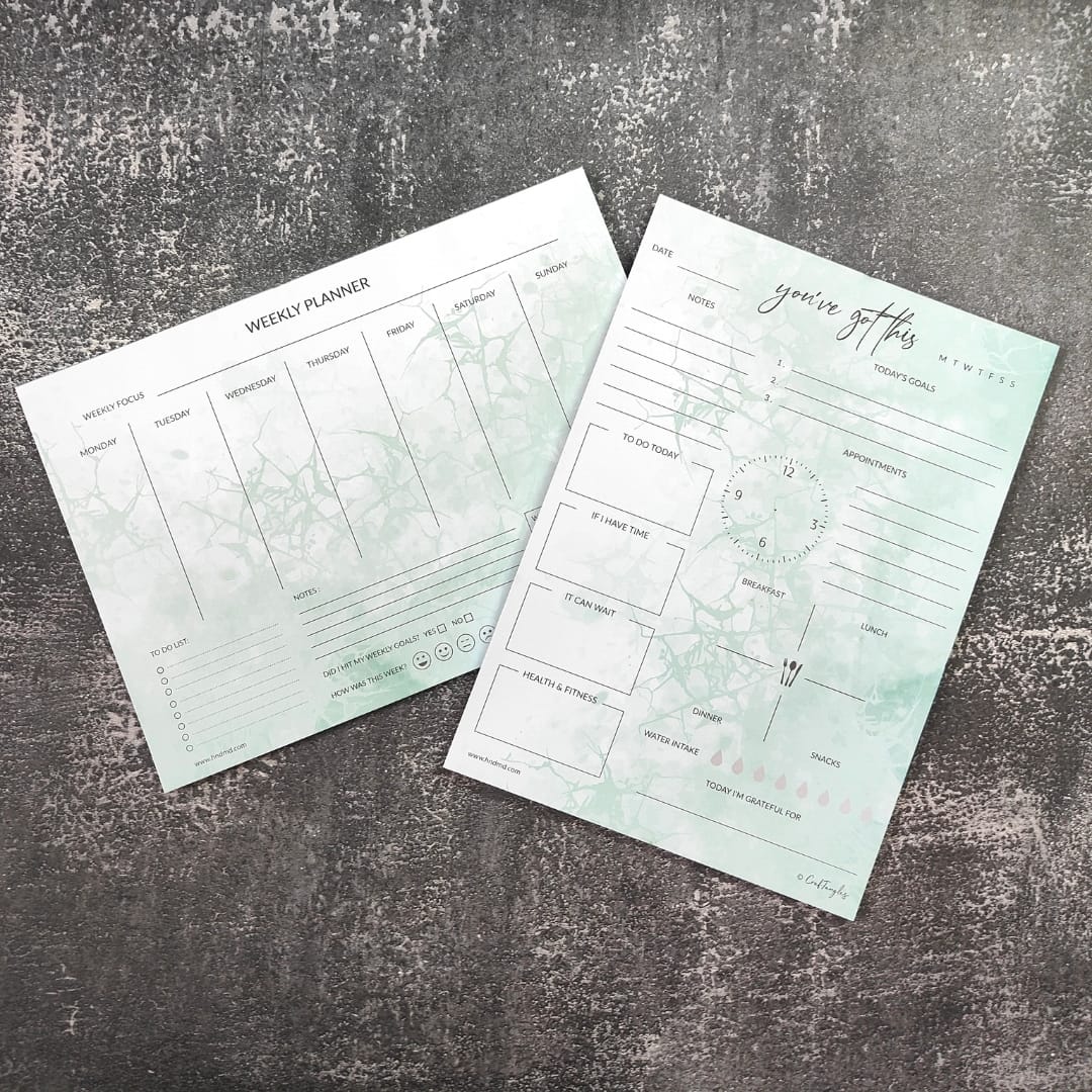 CrafTangles A4 Planner Set (Weekly and Daily) - Soothing Wave Planner Set Soothing Wave CTPlanSW Set CrafTangles A4 Planner Set (Weekly and Daily) - Soothing Wave