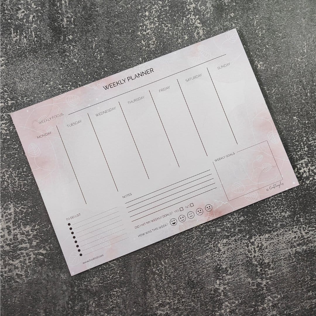 CrafTangles A4 Planner Set (Weekly and Daily) - Abstract Flowers Planner Weekly Abstract Flowers CTPlanAF Weekly CrafTangles A4 Weekly Planner - Abstract Flowers