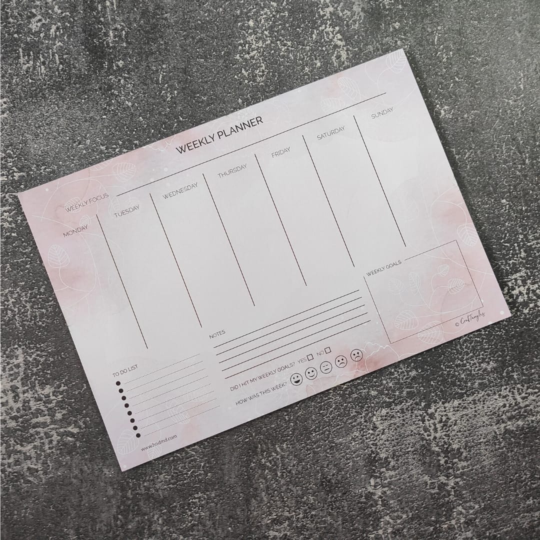 CrafTangles A4 Planner Set (Weekly and Daily) - Abstract Flowers Planner Weekly Abstract Flowers CTPlanAF Weekly CrafTangles A4 Weekly Planner - Abstract Flowers