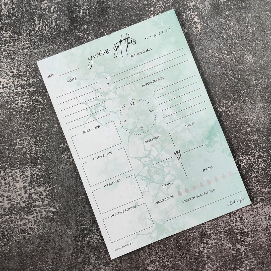CrafTangles A4 Planner Set (Weekly and Daily) - Soothing Wave Planner Weekly Soothing Wave CTPlanSW Daily CrafTangles A4 Daily Planner - Soothing Wave