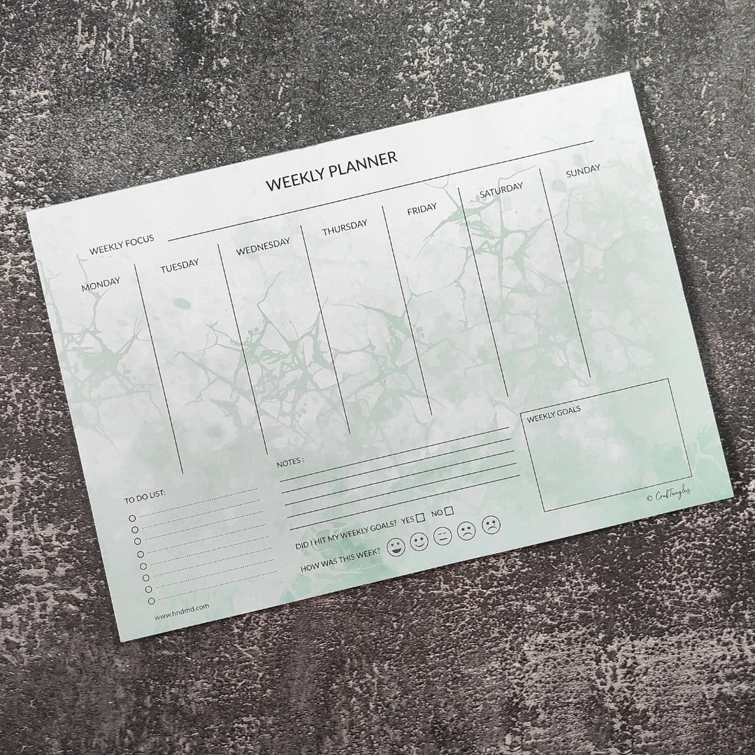 CrafTangles A4 Planner Set (Weekly and Daily) - Soothing Wave Planner Weekly Soothing Wave CTPlanSW Weekly CrafTangles A4 Weekly Planner - Soothing Wave