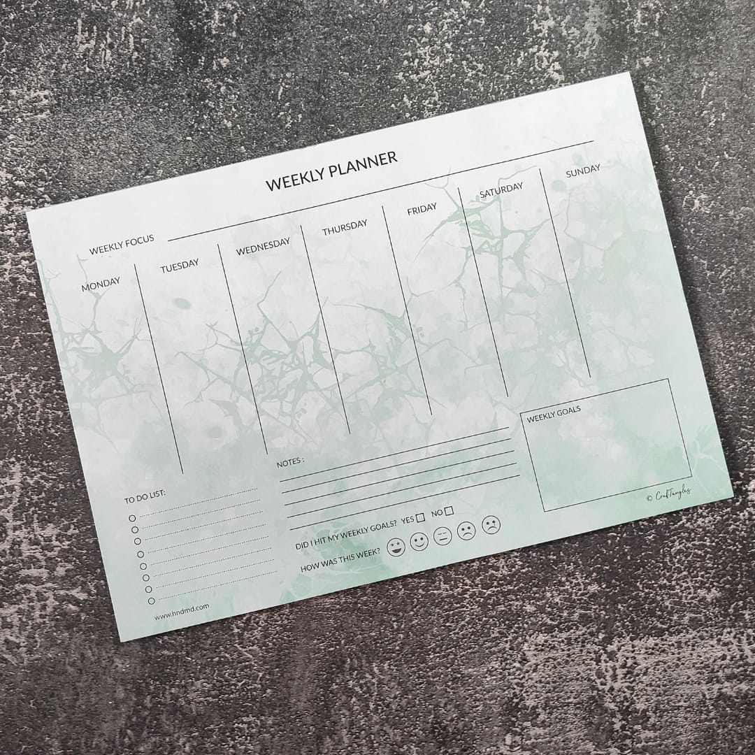 CrafTangles A4 Planner Set (Weekly and Daily) - Soothing Wave Planner Weekly Soothing Wave CTPlanSW Weekly CrafTangles A4 Weekly Planner - Soothing Wave