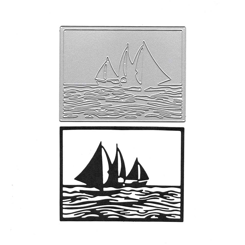 Steel Background Dies - Sail Boat Travel Scene XY848 steel cutting dies Steel Background Dies - Sail Boat Travel Scene