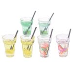 Miniatures - Glasses with Drinks, Lemon and Straw (5 pcs)