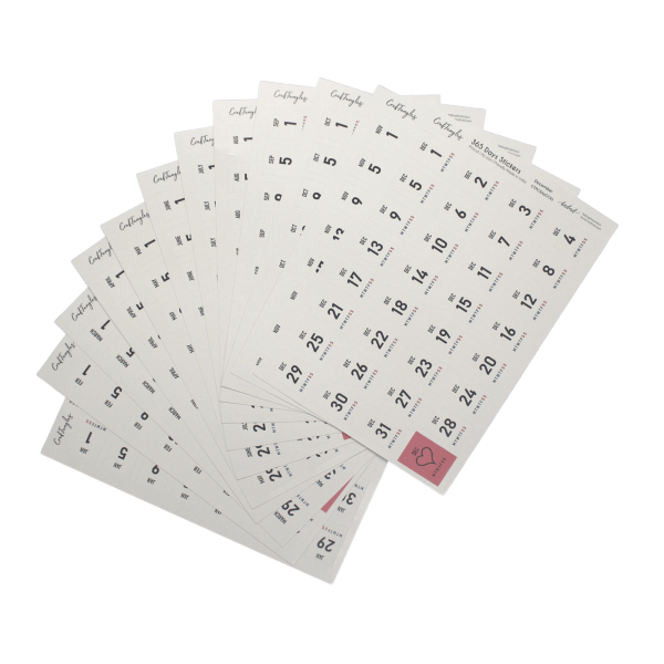 CrafTangles Precut Journal Stickers - Calendar - 365 Days or Dates (Undated)
