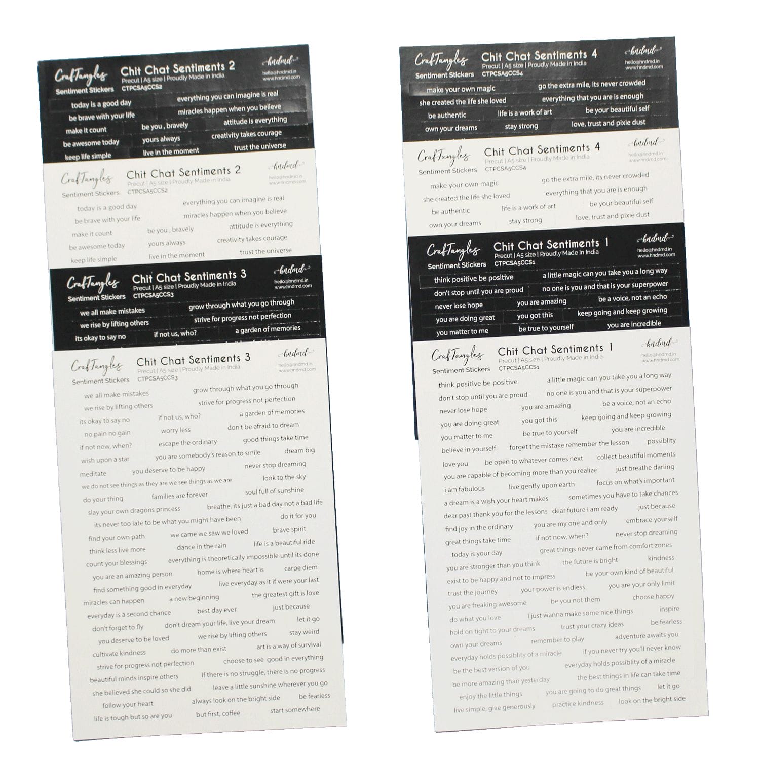 CrafTangles Precut Journal Stickers - ChitChat Sentiments Combo (544 stickers)