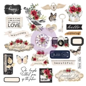 Prima Magnolia Rouge Cardstock Ephemera 52/Pkg
