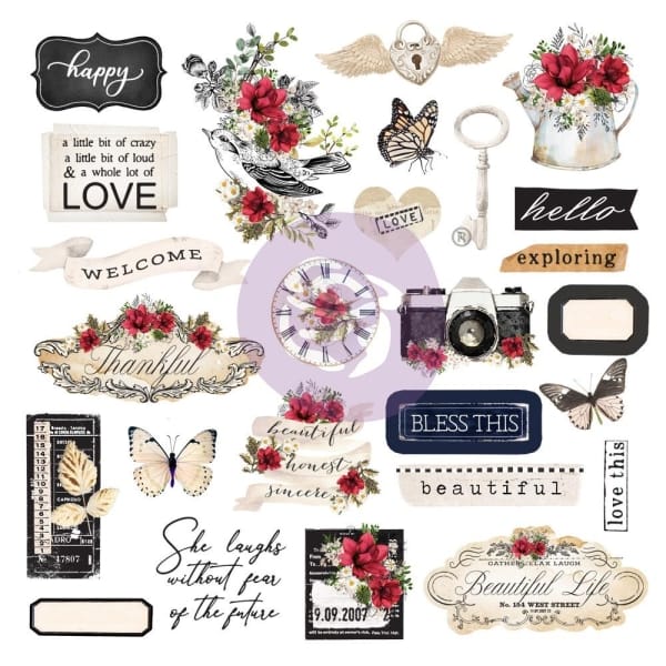 Prima Magnolia Rouge Cardstock Ephemera 52/Pkg