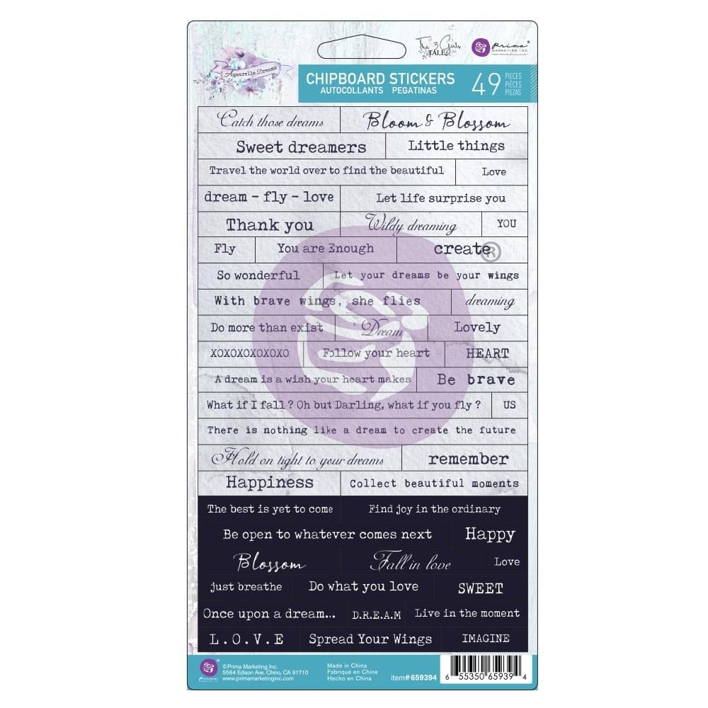 Prima Aquarelle Dreams Chipboard Stickers 49/Pkg prima ephemera 659394 Prima Aquarelle Dreams Chipboard Stickers 49/Pkg