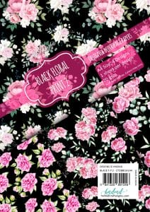 CrafTangles Decoupage Paper Pack - Black Floral Print 2 (A4) - 4 sheets