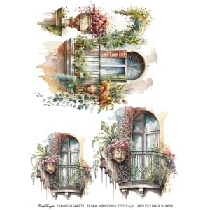 CrafTangles A4 Transfer It Sheets - Floral Windows 1