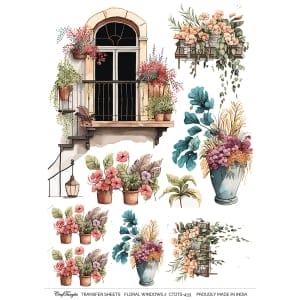 CrafTangles A4 Transfer It Sheets - Floral Windows 2