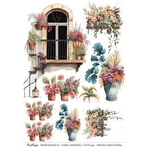 CrafTangles A4 Transfer It Sheets - Floral Windows 2