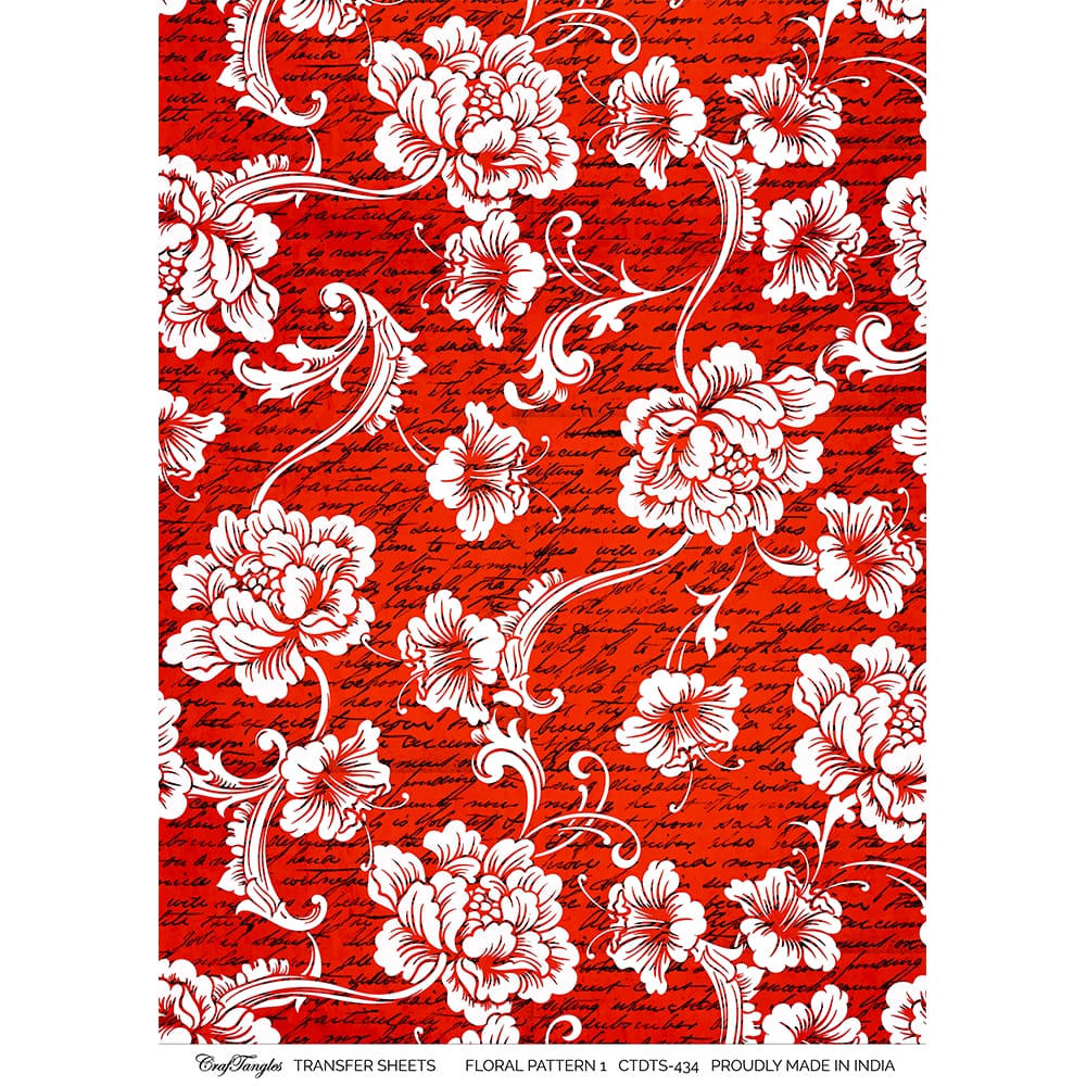 CrafTangles A4 Transfer It Sheets - Floral Pattern 1 CTDTS 434 CrafTangles transfer sheet Floral Pattern 1 CrafTangles A4 Transfer It Sheets - Floral Pattern 1