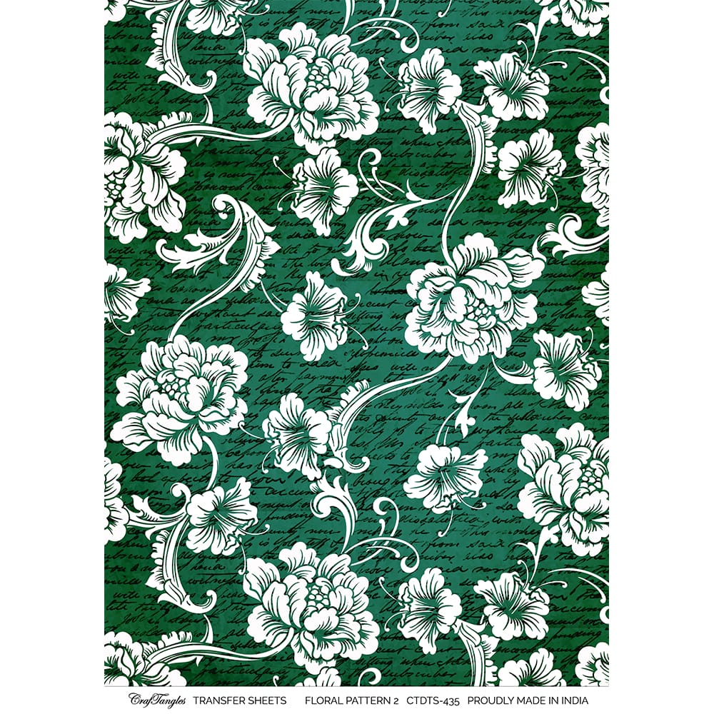 CrafTangles A4 Transfer It Sheets - Floral Pattern 2 CTDTS 435 CrafTangles transfer sheet Floral Pattern 2 CrafTangles A4 Transfer It Sheets - Floral Pattern 2
