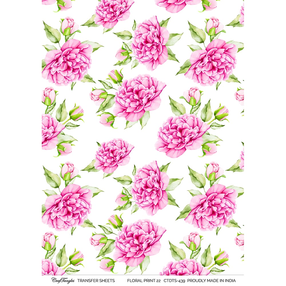 CrafTangles A4 Transfer It Sheets - Floral Print 22 CTDTS 439 CrafTangles transfer sheet Floral Print 22 CrafTangles A4 Transfer It Sheets - Floral Print 22