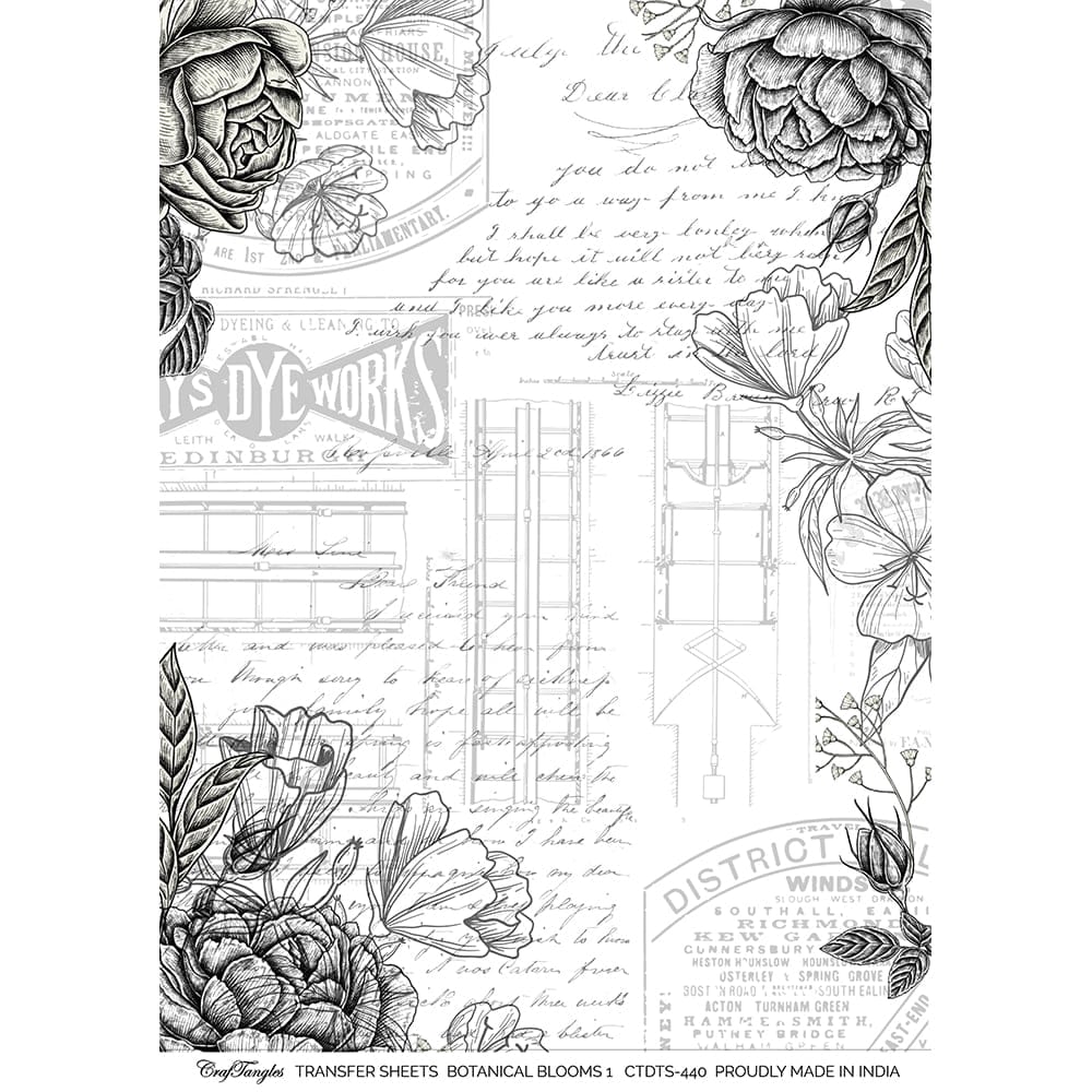 CrafTangles A4 Transfer It Sheets - Botanical Blooms 1 CTDTS 440 CrafTangles transfer sheet Botanical Blooms 1 CrafTangles A4 Transfer It Sheets - Botanical Blooms 1