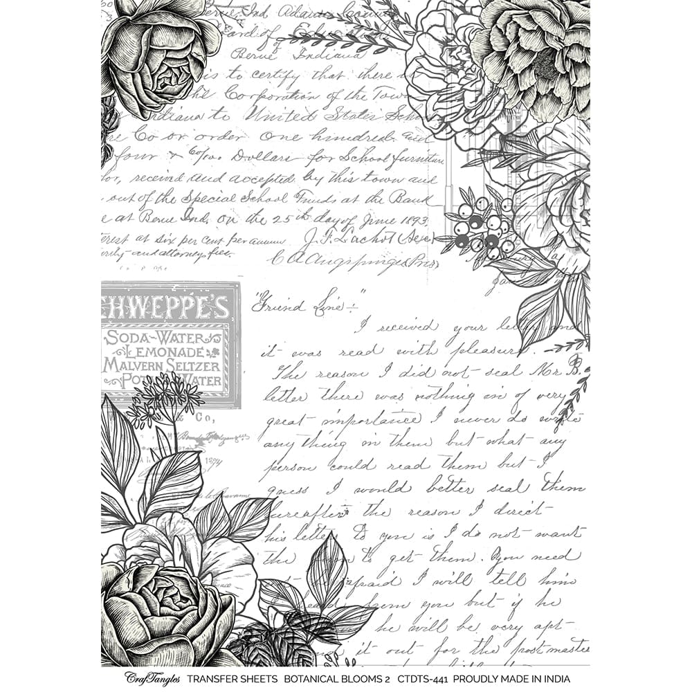 CrafTangles A4 Transfer It Sheets - Botanical Blooms 2 CTDTS 441 CrafTangles transfer sheet Botanical Blooms 2 CrafTangles A4 Transfer It Sheets - Botanical Blooms 2