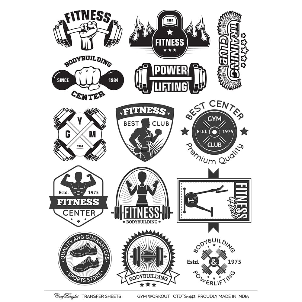 CrafTangles A4 Transfer It Sheets - Gym Workout CTDTS 442 CrafTangles transfer sheet Gym Workout CrafTangles A4 Transfer It Sheets - Gym Workout