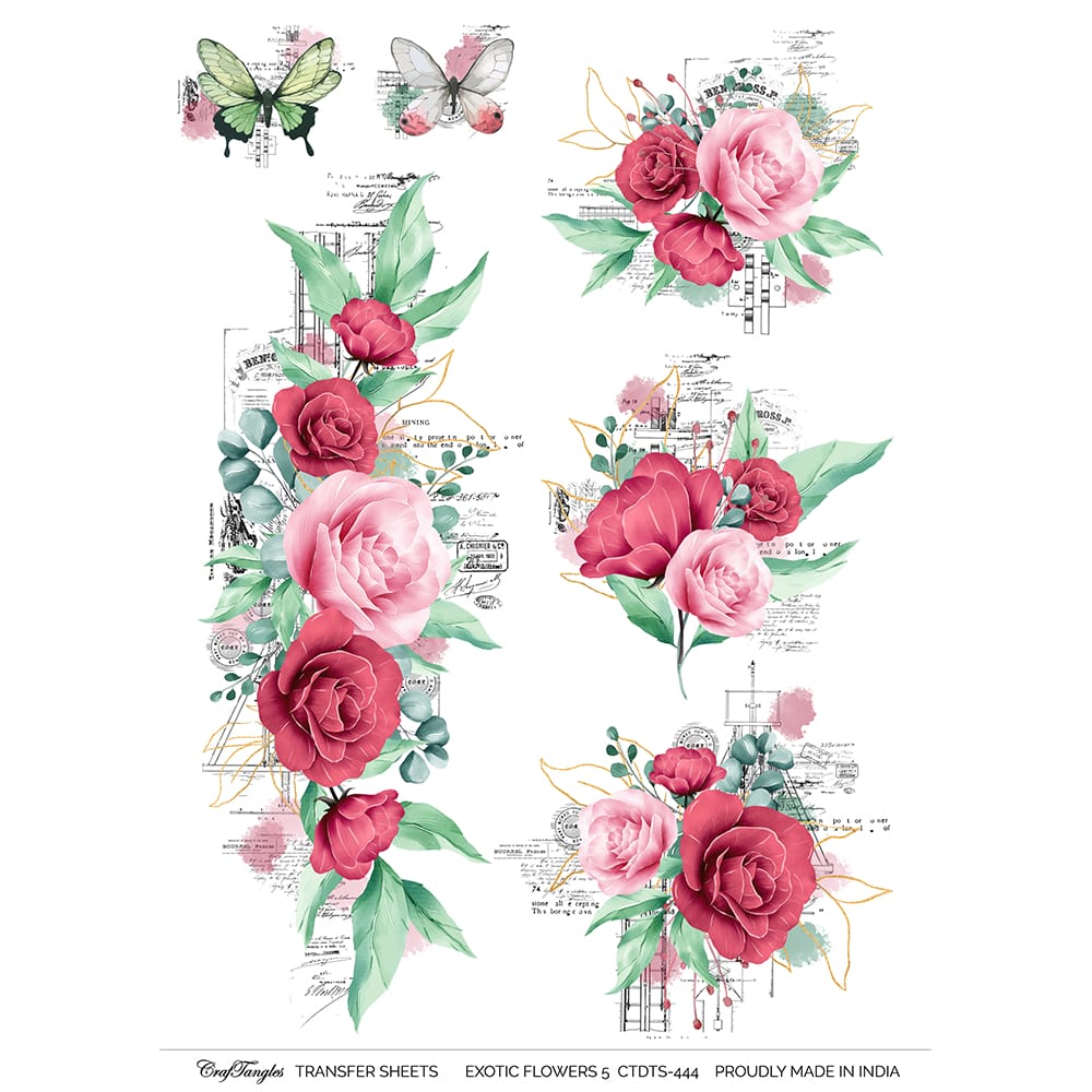 CrafTangles A4 Transfer It Sheets - Exotic Flowers 5 CTDTS 444 CrafTangles transfer sheet Exotic Flowers 5 CrafTangles A4 Transfer It Sheets - Exotic Flowers 5