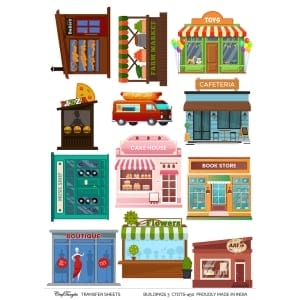 CrafTangles A4 Transfer It Sheets - Buildings 3