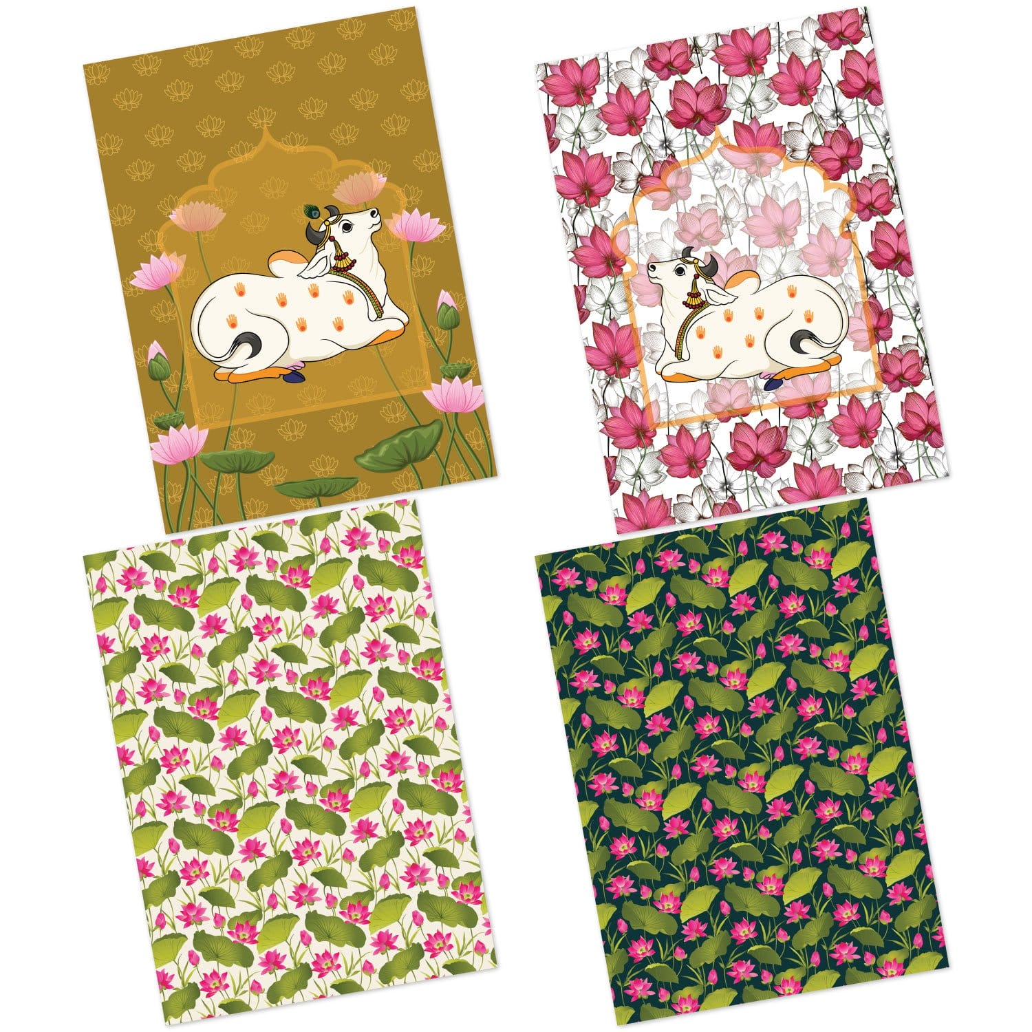 CrafTangles Decoupage Paper Pack - Pichwai Art 1 (A4) - 4 sheets CrafTangles Decoupage Paper Pichwai Art A4 4 Images CrafTangles_Decoupage_Paper_Pichwai-Art-A4-4-Images