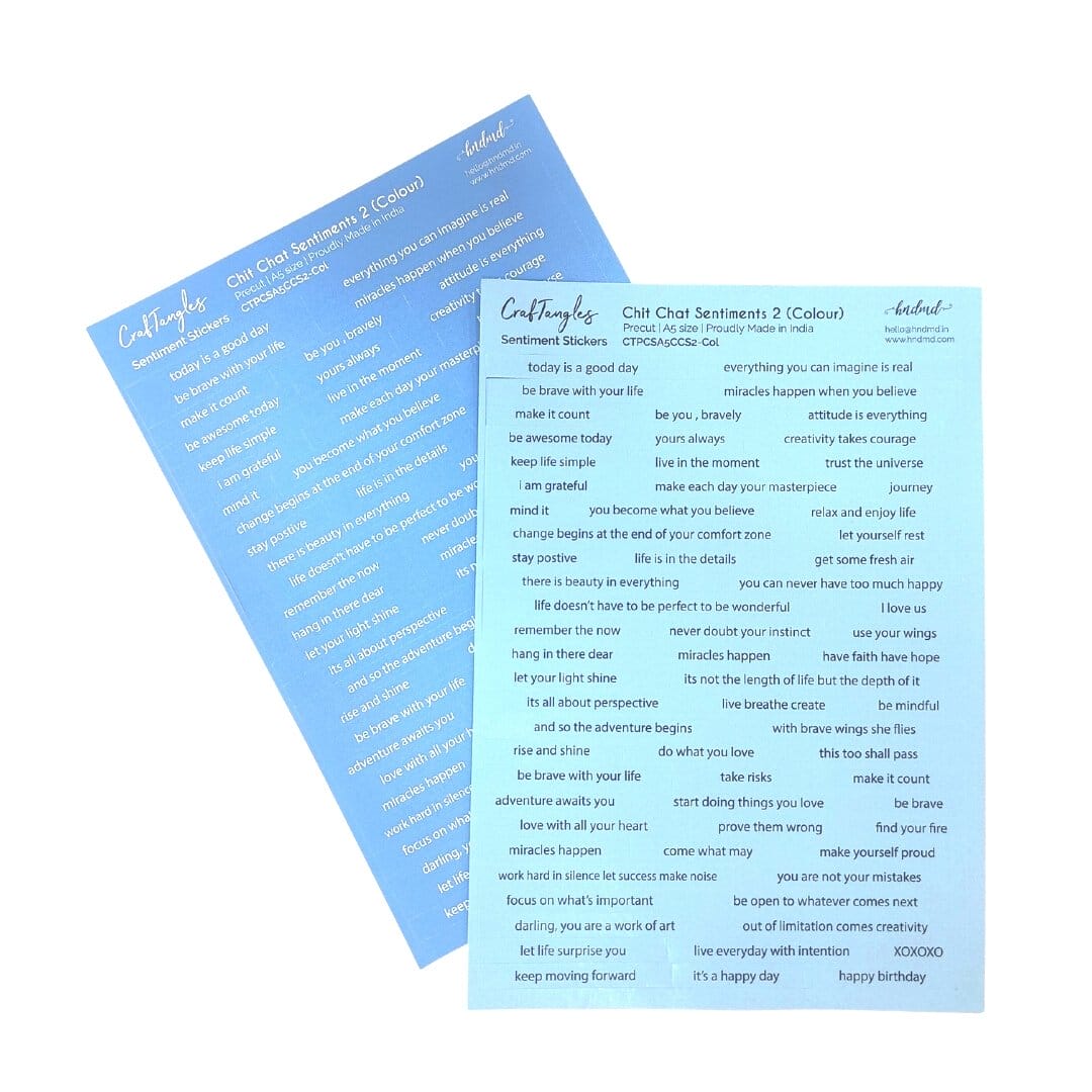 CrafTangles Precut Journal Stickers - ChitChat Sentiments 2 - Coloured - Blue